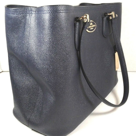 Coach Kitt Carryall Tote Blue Crossgrain Leather - Picture 4 of 8